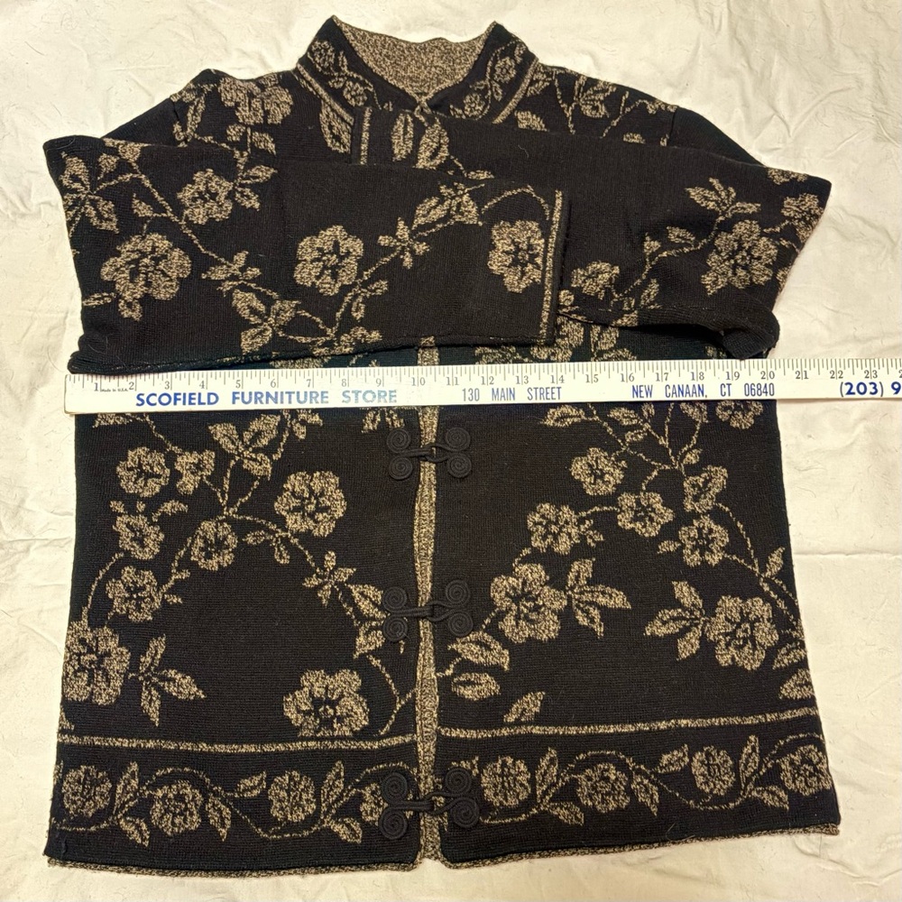 Talbots wool Cardigan Black & Golden Tan - Picture 8 of 13